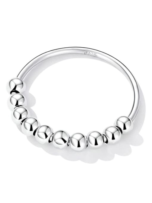 Jare 925 Sterling Silver Bead Geometric Minimalist Bead Ring 3