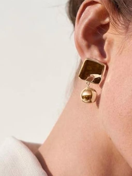 LI MUMU Brass Geometric Minimalist Drop Earring 1
