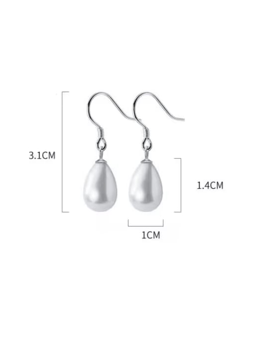 Rosh 925 Sterling Silver Imitation Pearl Water Drop Minimalist Hook Earring 3