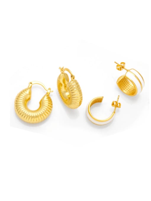 CC Brass Enamel Geometric Vintage Stud Earring