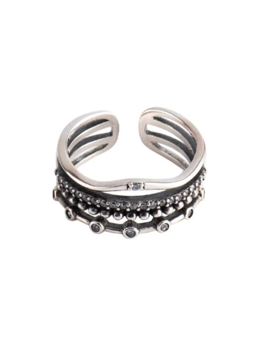 XBOX 925 Sterling Silver Rhinestone Geometric Vintage Stackable Ring 4