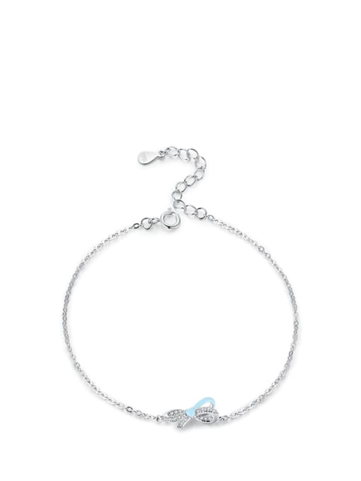 Blue Bowknot Bracelet 925 Sterling Silver Enamel Minimalist Bowknot  Earring and Necklace Set