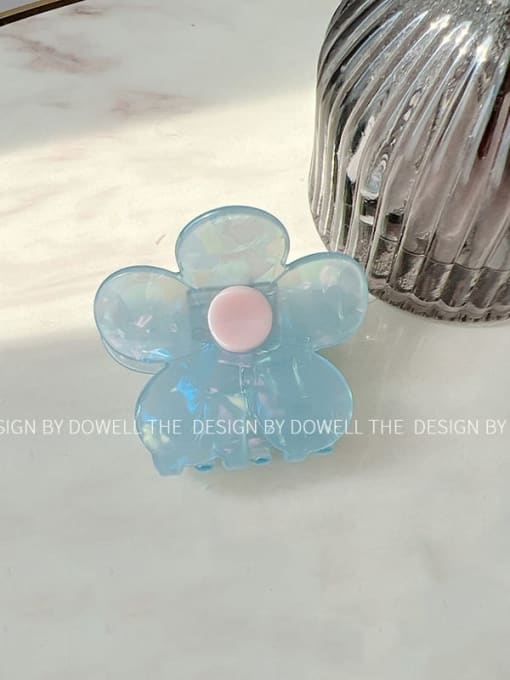 Sky blue flower 5.8cm Cellulose Acetate Trend Flower Alloy Jaw Hair Claw