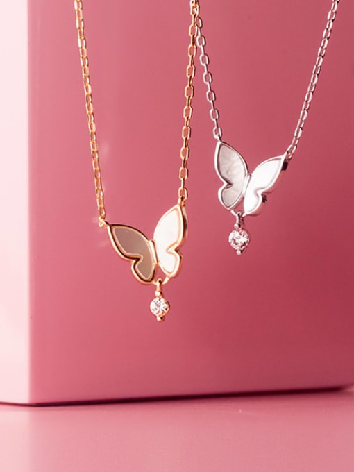 Rosh 925 Sterling Silver Shell Butterfly Minimalist Necklace