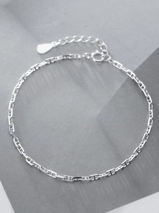 Rosh 925 Sterling Silver Hollow Geometric Minimalist Link Bracelet