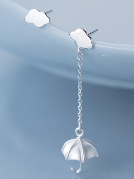 Rosh 925 Sterling Silver Cloud Minimalist Asymmetrical umbrella long Drop Earring 0