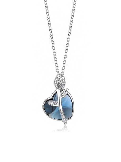 JYXZ 054 (denim) 925 Sterling Silver Austrian Crystal Heart Classic Necklace