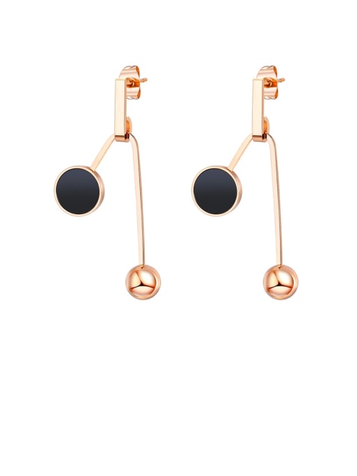 566- Earrings Titanium Black Acrylic Round Minimalist Drop Earring