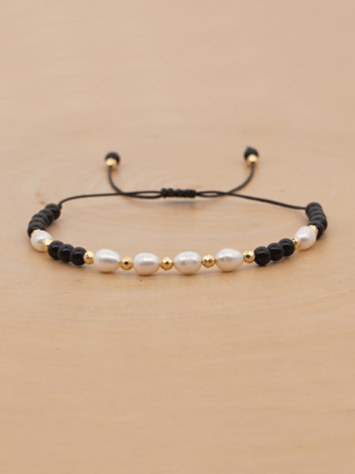 ZZ B200120I Stainless steel Freshwater Pearl Multi Color Round Minimalist Woven Bracelet