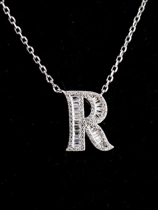 R 925 Sterling Silver Cubic Zirconia Letter Dainty Necklace