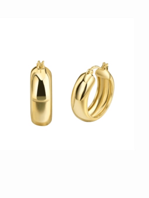 Gold Circle Earrings Brass Smooth  Geometric Minimalist Huggie Earring