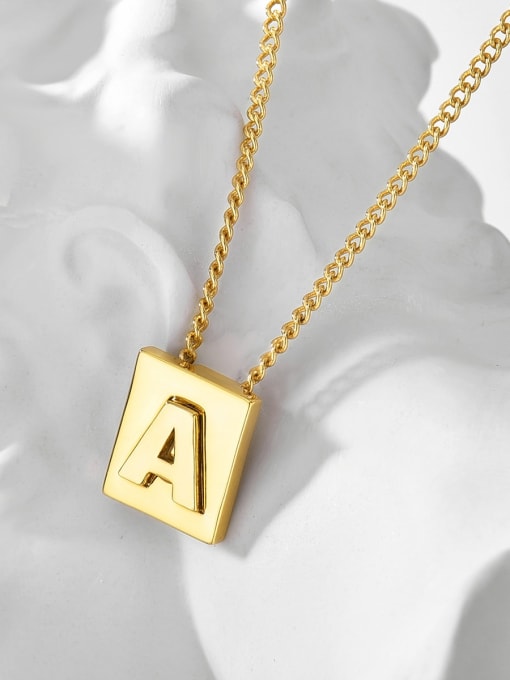 Gold Letter A Brass Geometric Minimalist Necklace