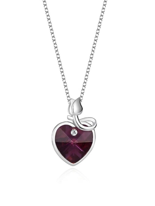 JYXZ 020 (purple) 925 Sterling Silver Austrian Crystal Heart Classic Necklace