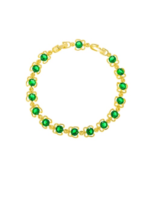 green Alloy Cubic Zirconia Geometric Minimalist Bracelet