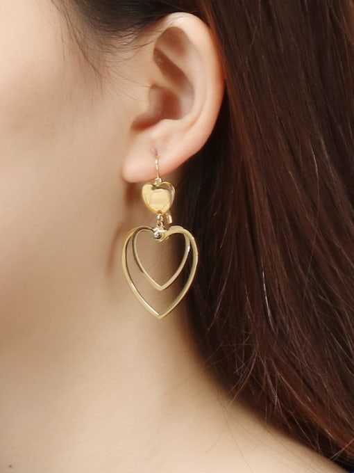 KAKALEN Stainless Steel Hollow  Heart Minimalist Hook Earring 1
