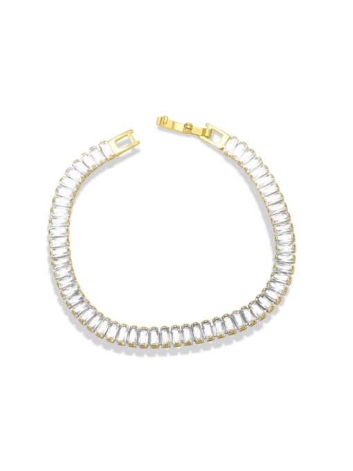 white Brass Cubic Zirconia Geometric Minimalist Bracelet