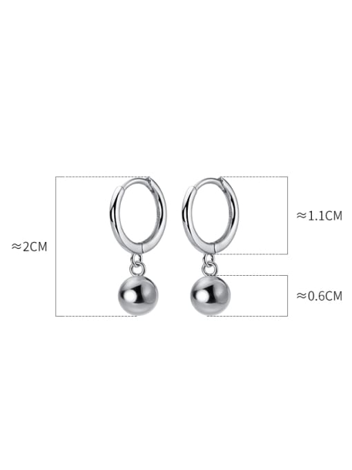 Rosh 925 Sterling Silver Bead Round Minimalist Huggie Earring 3