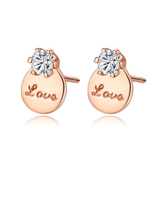 CCUI 925 Sterling Silver Cubic Zirconia Round Letter Minimalist Stud Earring