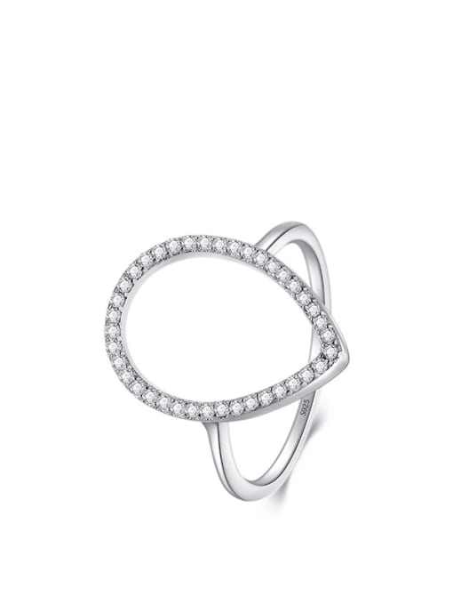 silver 925 Sterling Silver Cubic Zirconia Heart Minimalist Band Ring