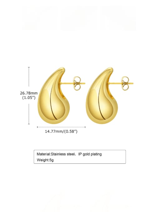 golden small Stainless steel Water Drop Minimalist Stud Earring