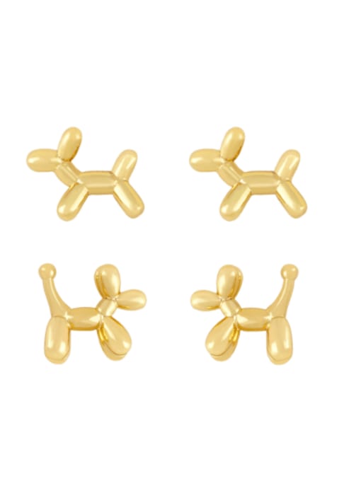 CC Brass Smooth Dog Cute Stud Earring 0