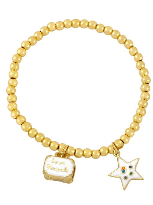 white Brass Multi Color Enamel Star Vintage Beaded Bracelet