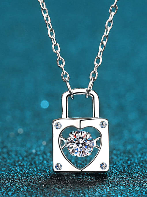 MOISS Sterling Silver 0.3 CT Moissanite Locket Dainty Necklace 0