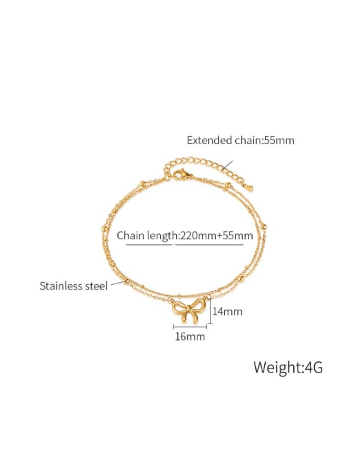 Open Sky Brass Bowknot Minimalist Multi-layer chain Anklet 3