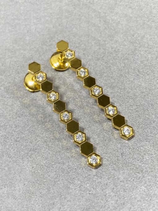 18K gold Titanium Steel Cubic Zirconia Geometric Hip Hop Drop Earring