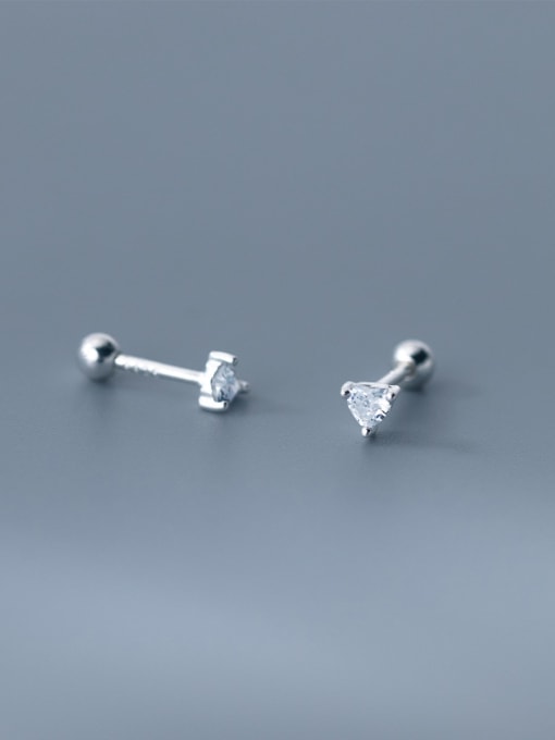 Rosh 925 Sterling Silver Cubic Zirconia Triangle Minimalist Stud Earring 1