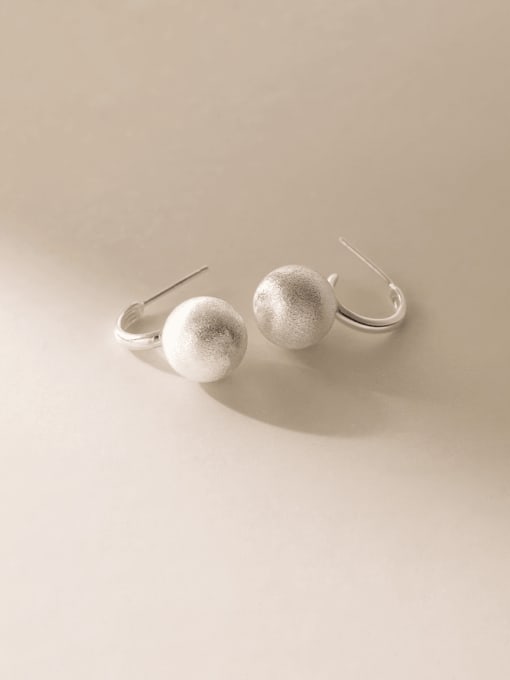 S925 Silver Pair 925 Sterling Silver Round Ball Minimalist Drop Earring