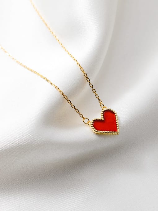Rosh 925 Sterling Silver Enamel Heart Minimalist Necklace