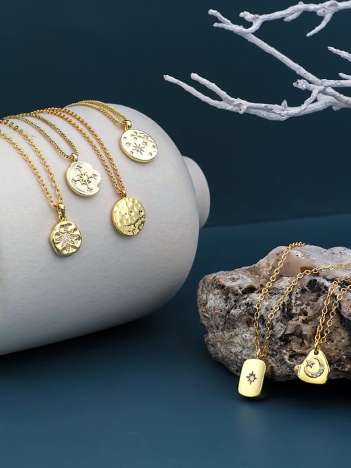 CHARME Brass Rhinestone Geometric Minimalist Necklace
