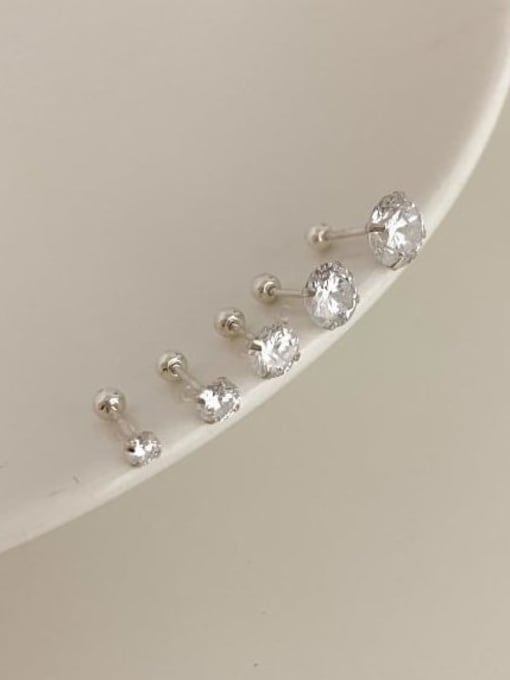 Boomer Cat 925 Sterling Silver Cubic Zirconia Round Minimalist Stud Earring 0