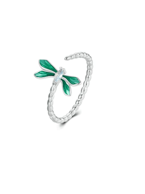 Jare 925 Sterling Silver Enamel Dragonfly Dainty Band Ring 0