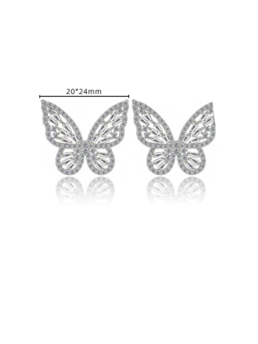 DUDU Brass Cubic Zirconia Butterfly Dainty Stud Earring 1