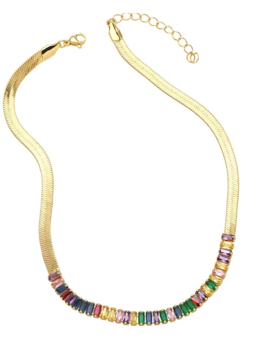 colour Brass Cubic Zirconia Geometric Vintage Necklace