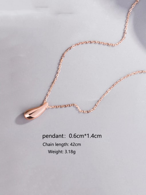 rose gold 925 Sterling Silver  Smooth Water Drop Minimalist Necklace