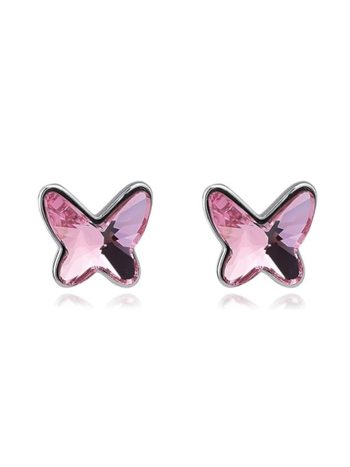 JYEH 025 (pink) 925 Sterling Silver Austrian Crystal Butterfly Classic Stud Earring