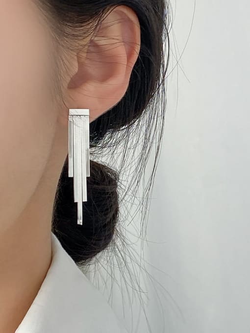 Rosh 925 Sterling Silver Tassel Minimalist Drop Earring 1