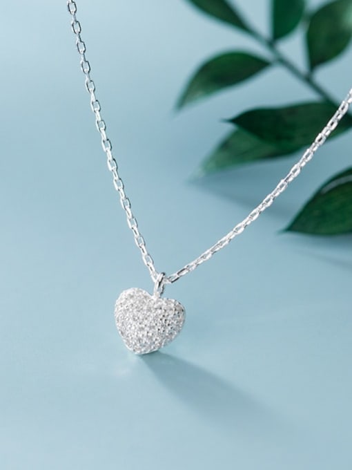 Rosh 925 Sterling Silver Minimalist  Simple Fashion Full Diamond Heart Pendant Necklace 0