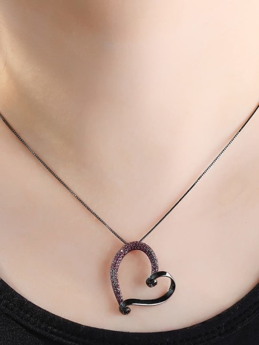 ROSS Copper Cubic Zirconia Heart Vintage Pendant Necklace 1