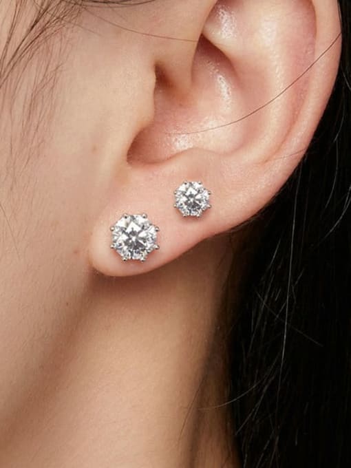 Jare 925 Sterling Silver Moissanite Geometric Classic Stud Earring 1