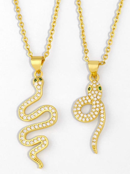CC Brass Cubic Zirconia Snake Vintage Necklace 0