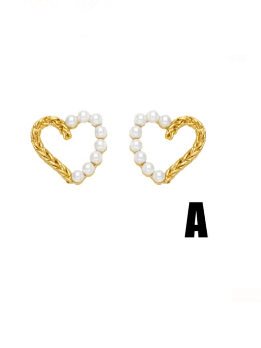 A Brass Imitation Pearl Pentagram Trend Stud Earring