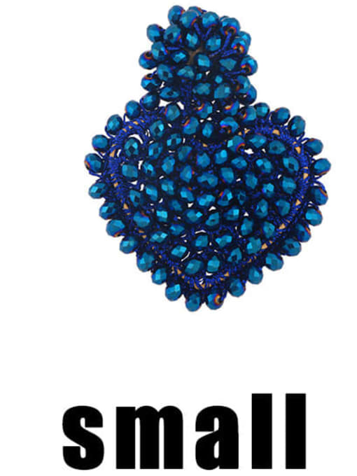 Blue Small Brass Imitation Pearl Heart Ethnic Drop Earring