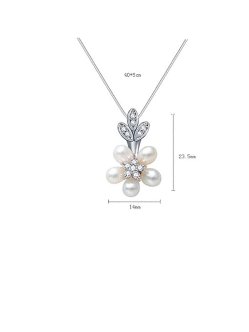 BLING SU Copper Cubic Zirconia Dainty Pearl flowers  Necklace 2