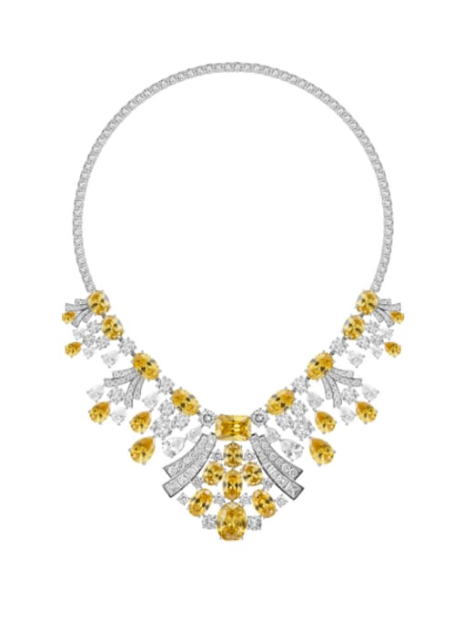 L.WIN Brass Cubic Zirconia Water Drop Luxury Tassel Necklace 0