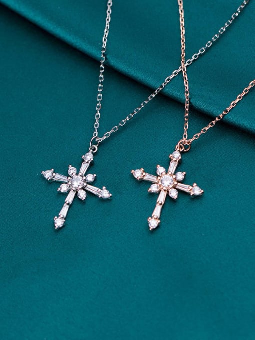 Rosh 925 Sterling Silver Cross Dainty Regligious Necklace