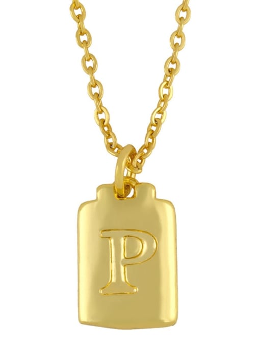 P Brass Geometric Letter Minimalist Necklace